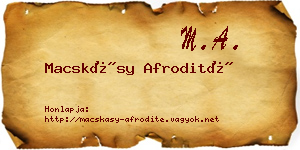 Macskásy Afrodité névjegykártya
